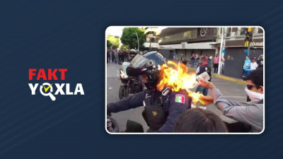Saxta xəbər: Londonda Fələstinə dəstək aksiyasında polis yandırılıb