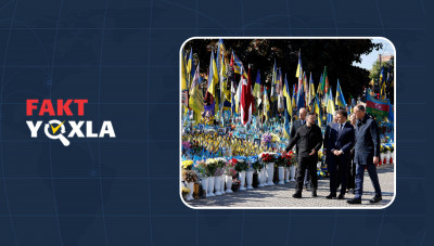 Saxta xəbər: Makron Azərbaycan bayrağı önündə baş əydi